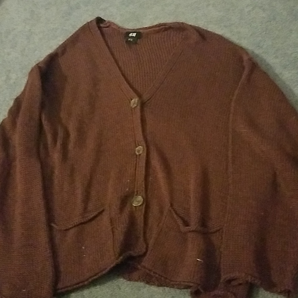 Slouchy Bergundy Button Cardigan